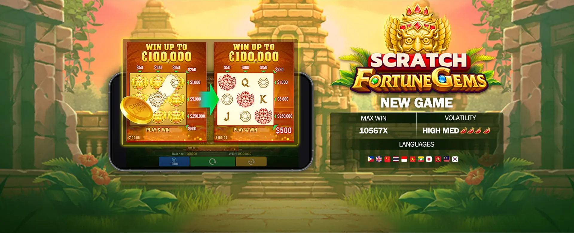 Wide selection of casino games including slots and live dealers